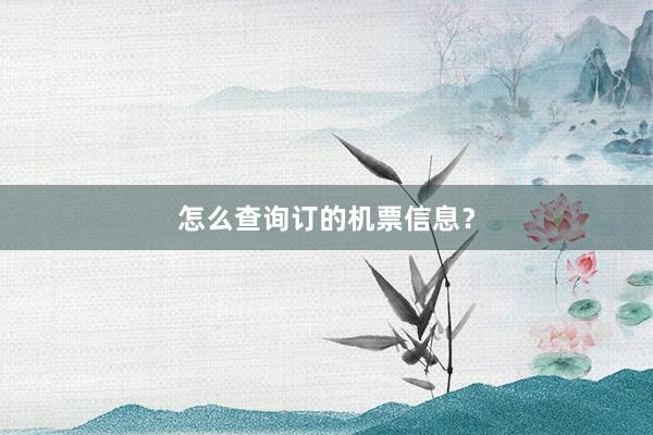 怎么查询订的机票信息?